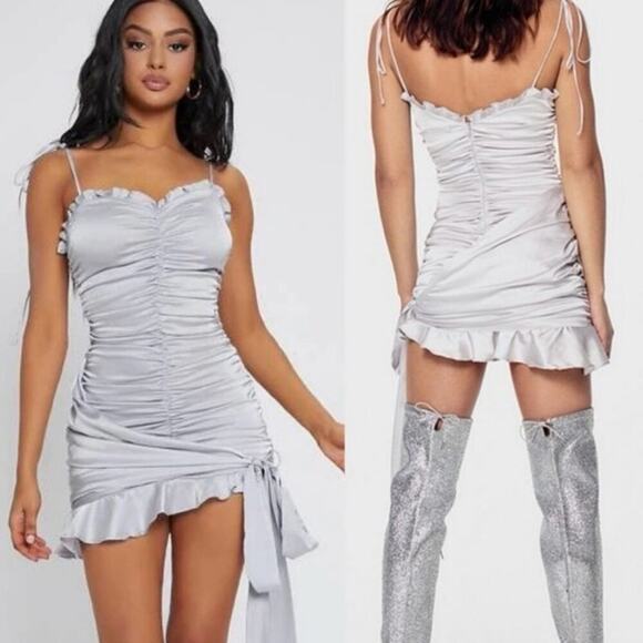 For Love & Lemons Argent Silver Metallic Mini Dress Size XS - Picture 1 of 6